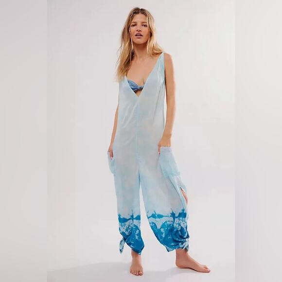Free People Blue Beach Break Jumpsuit Size Extra Small XS - Picture 1 of 15